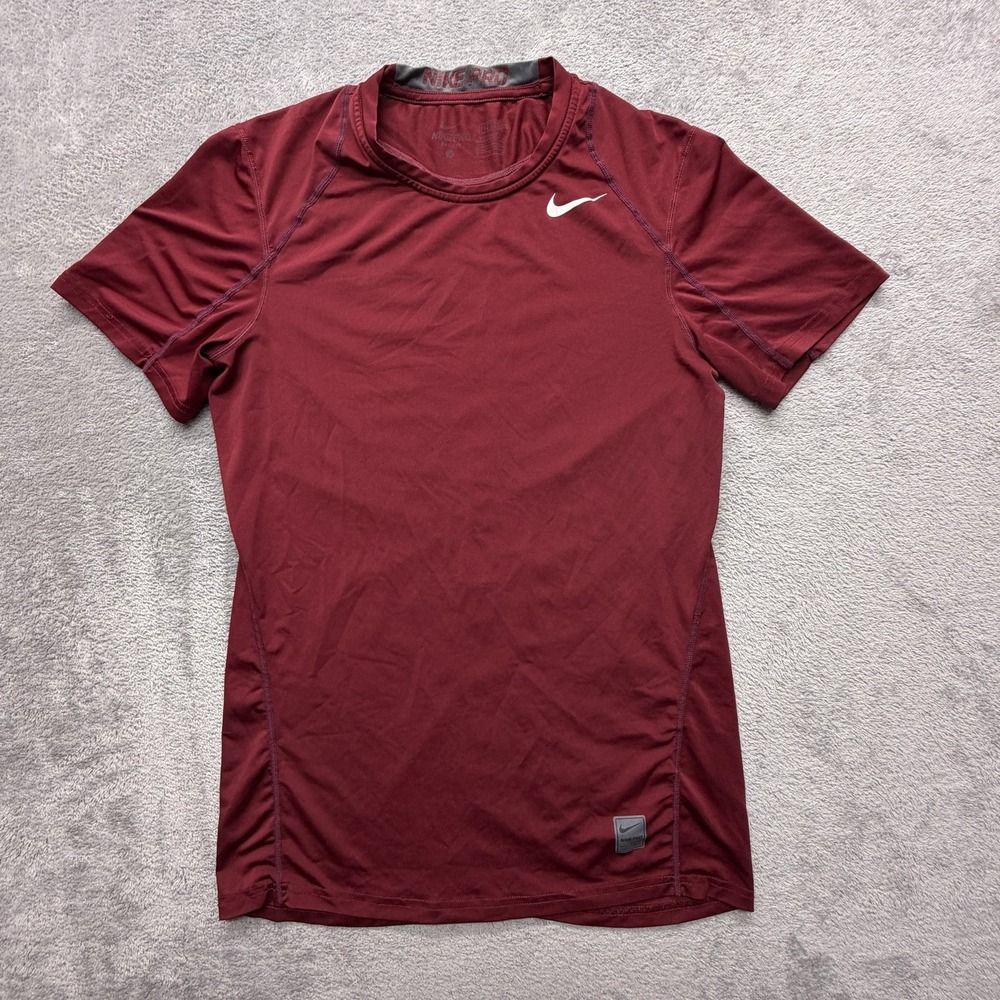 Nike Pro Dri-FIT Shirt Mens Small Red Short Sleeve Athletic